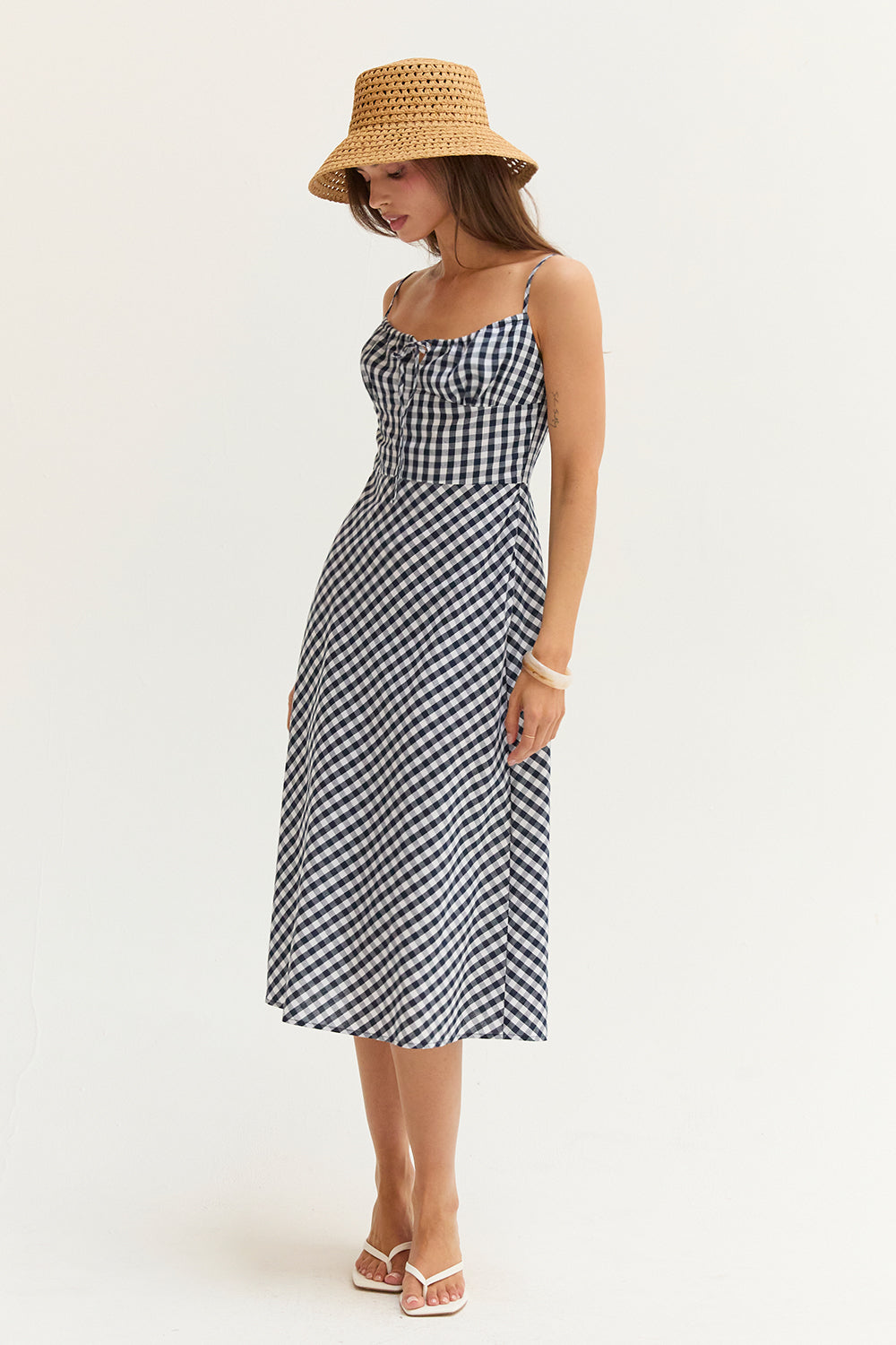 Florence Gingham Slip Midi Dress