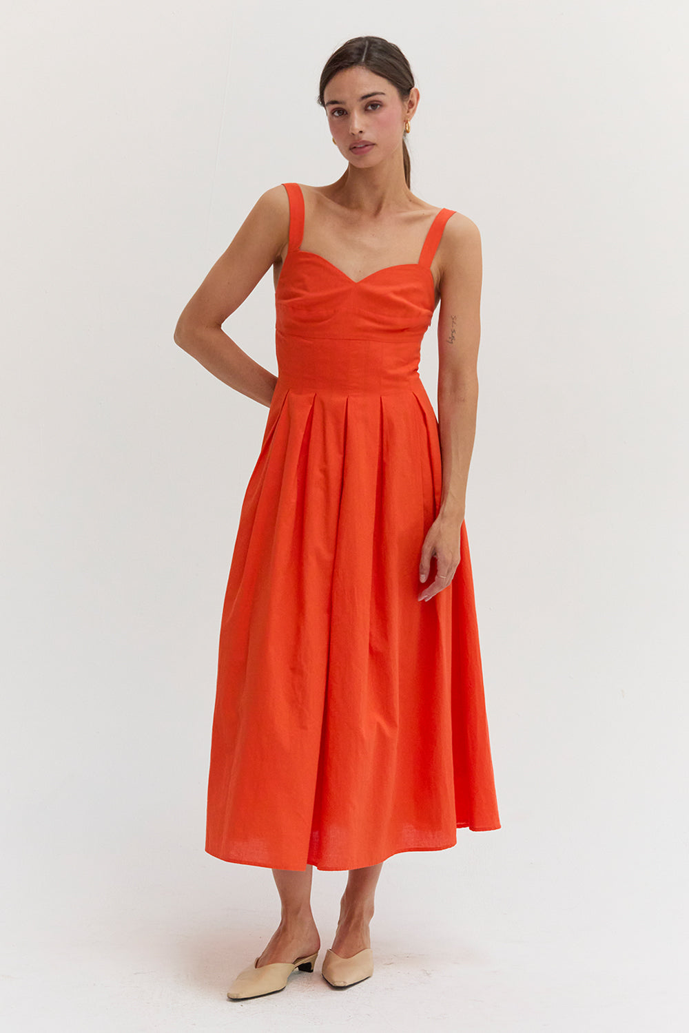 Valerie Bustier Cotton Midi Dress