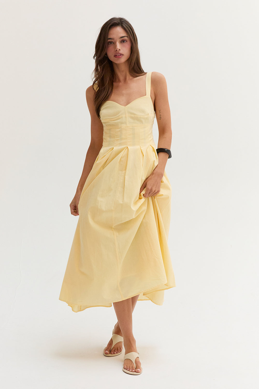 Valerie Bustier Cotton Midi Dress