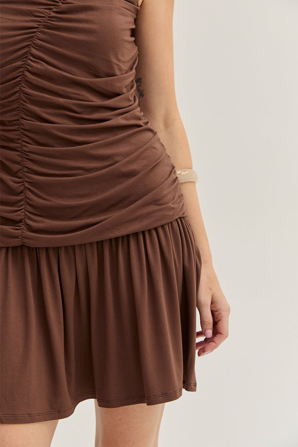 Alondra Ruched Knit Mini Dress