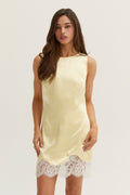 Amber Lace Trim Hem Satin Mini Dress