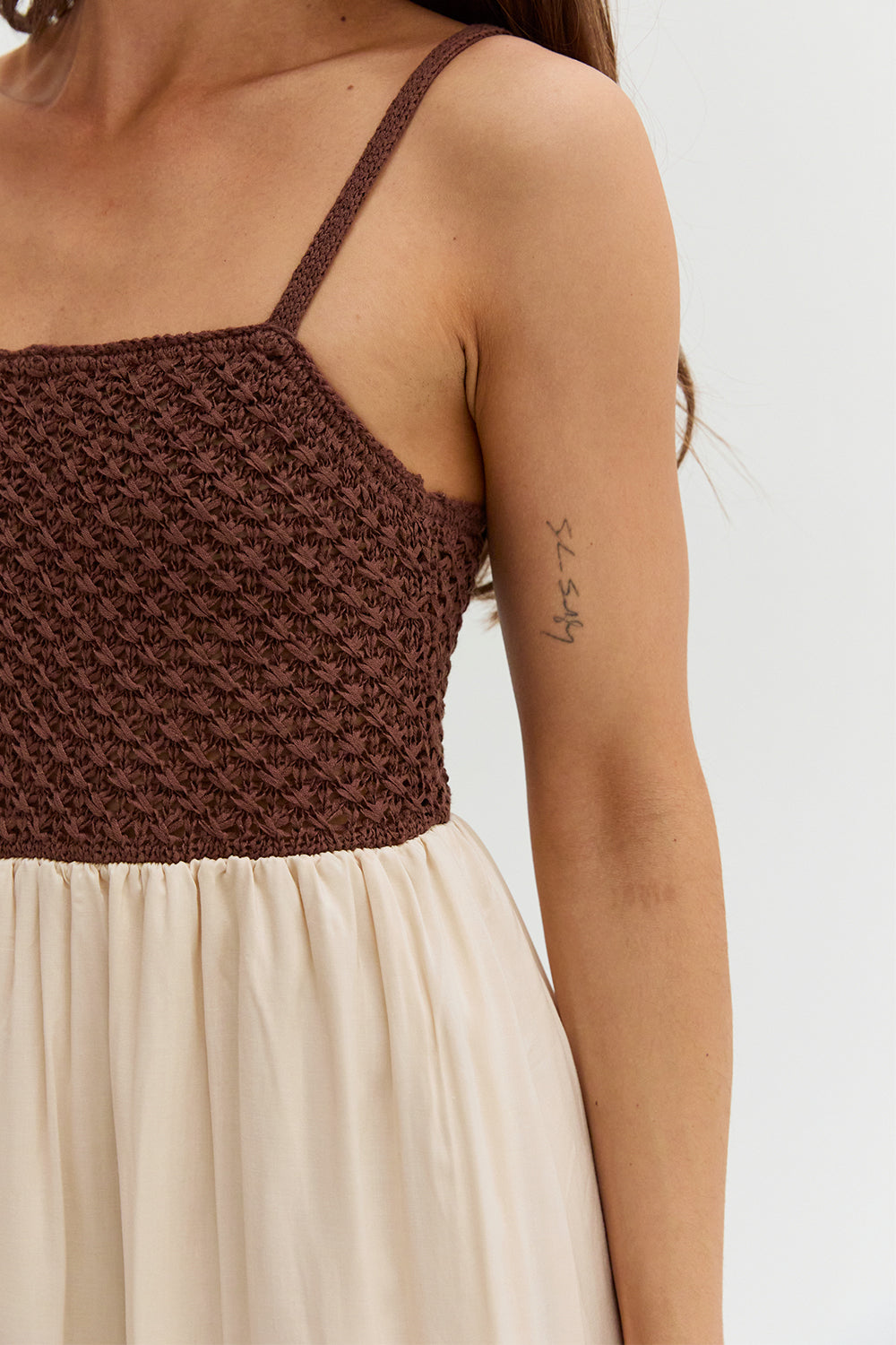 Jane Basket Weave Mixed Media Maxi Dress