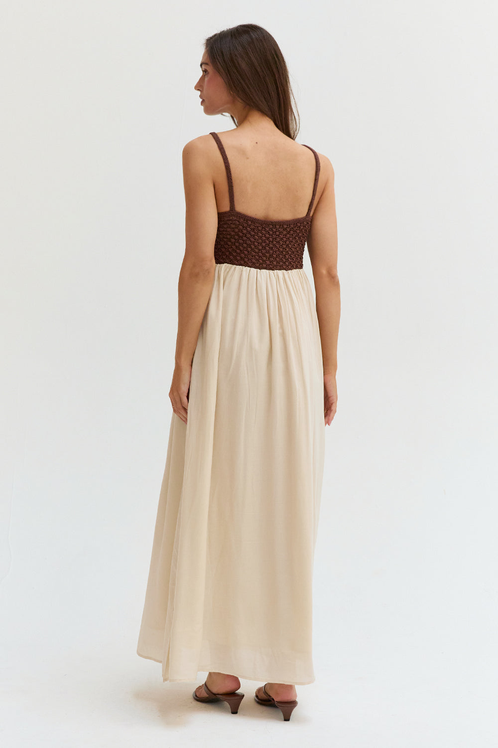 Jane Basket Weave Mixed Media Maxi Dress