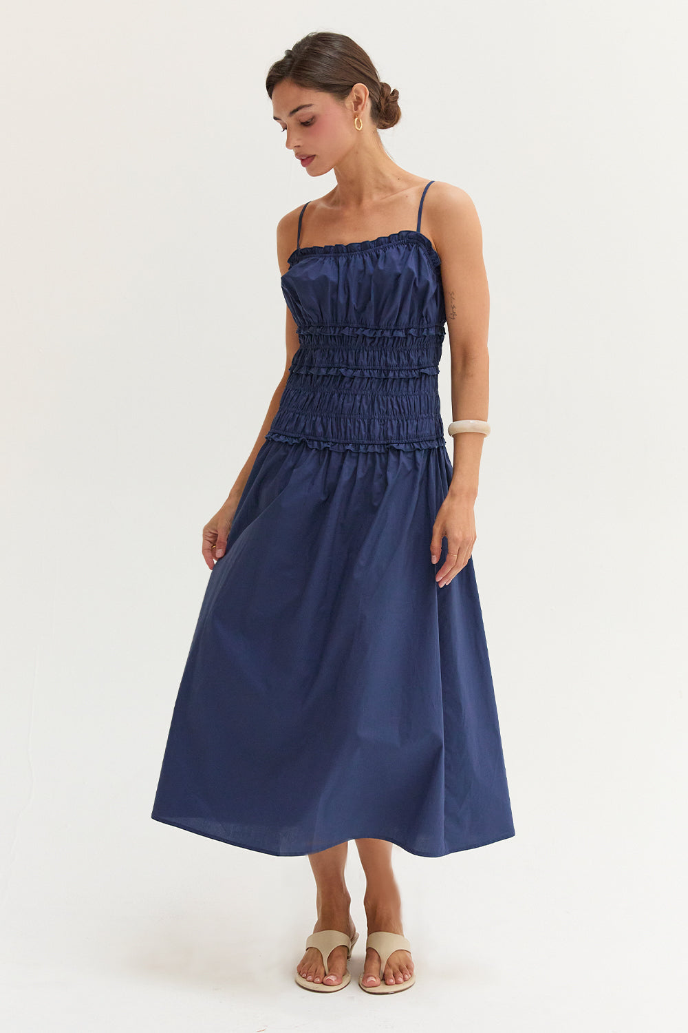 Jamie Scoop Neck Poplin Midi Dress