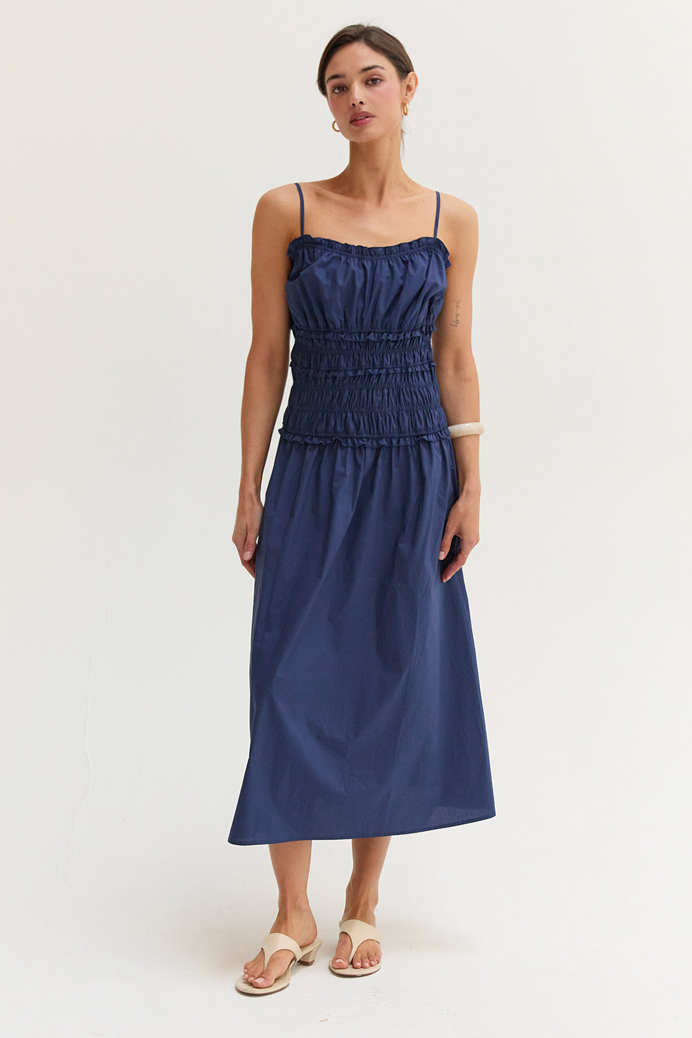 Jamie Scoop Neck Poplin Midi Dress