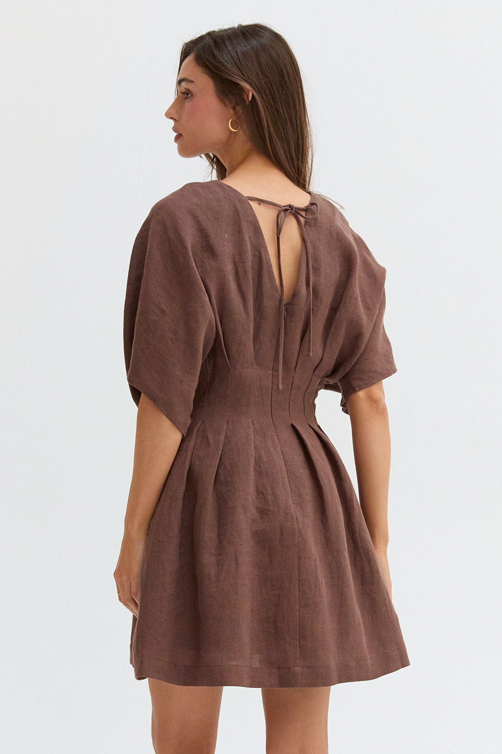 Thea Pleated Linen Mini Dress
