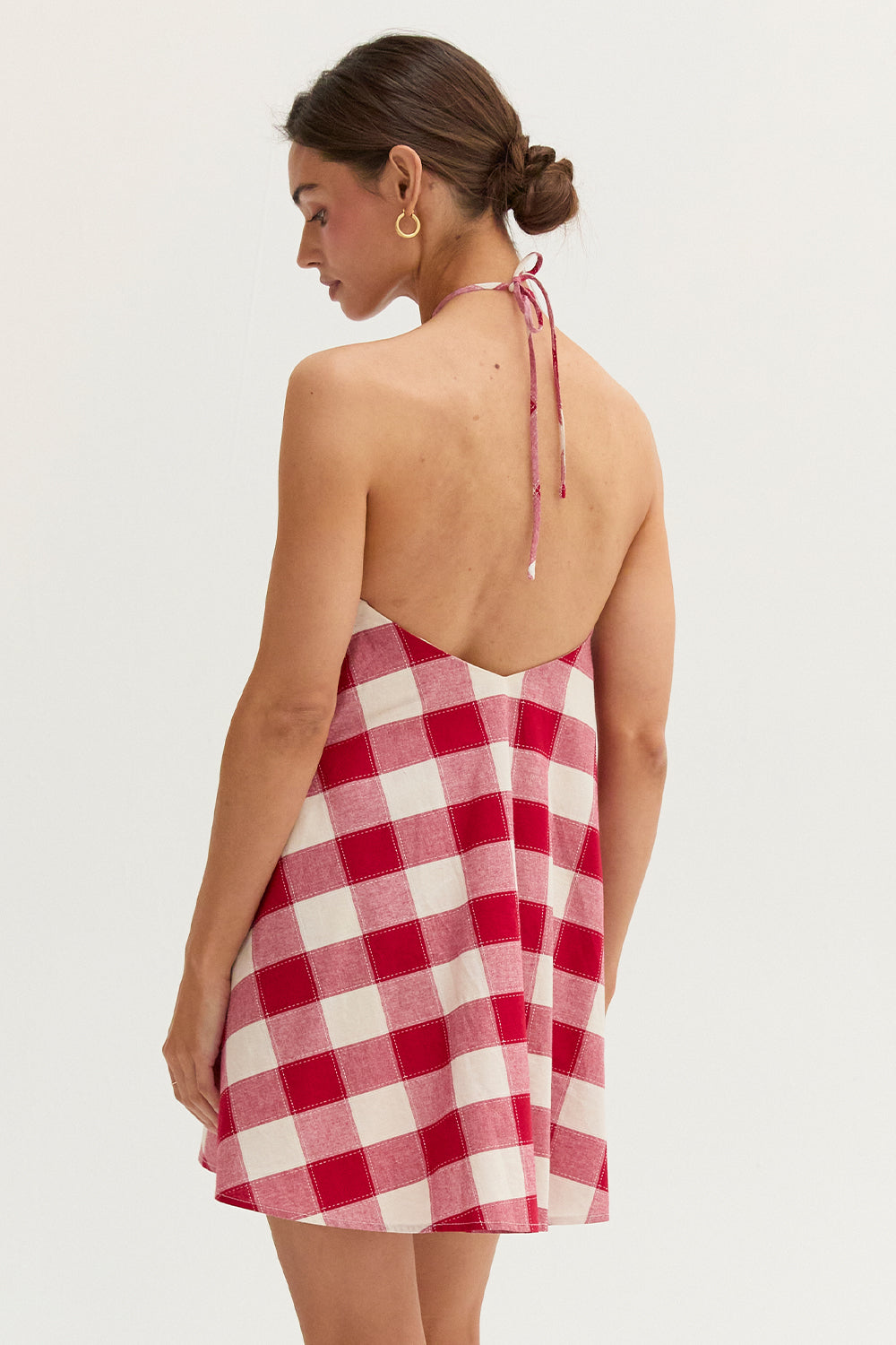 Flora Gingham Halter Romper Dress
