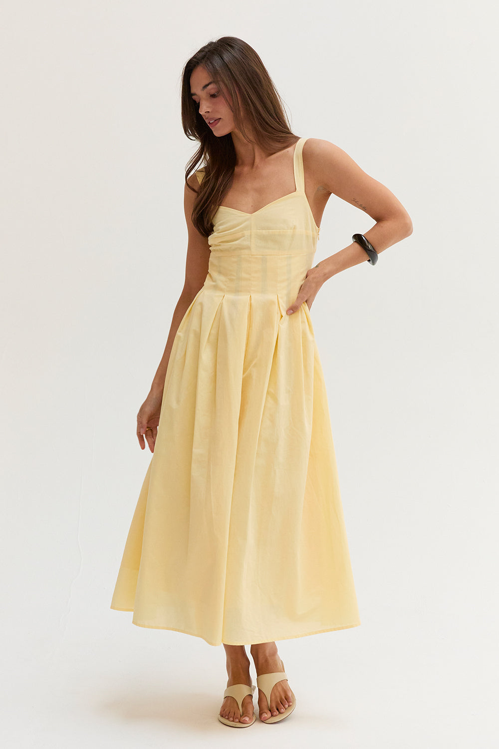 Valerie Bustier Cotton Midi Dress