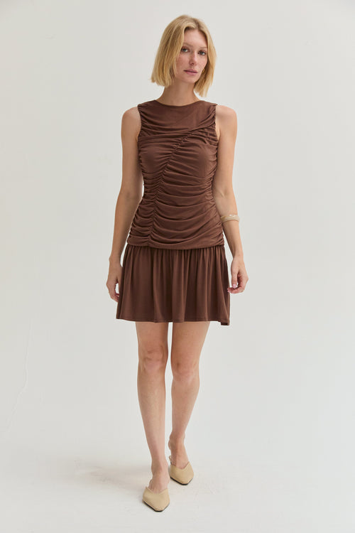 Alondra Ruched Knit Mini Dress