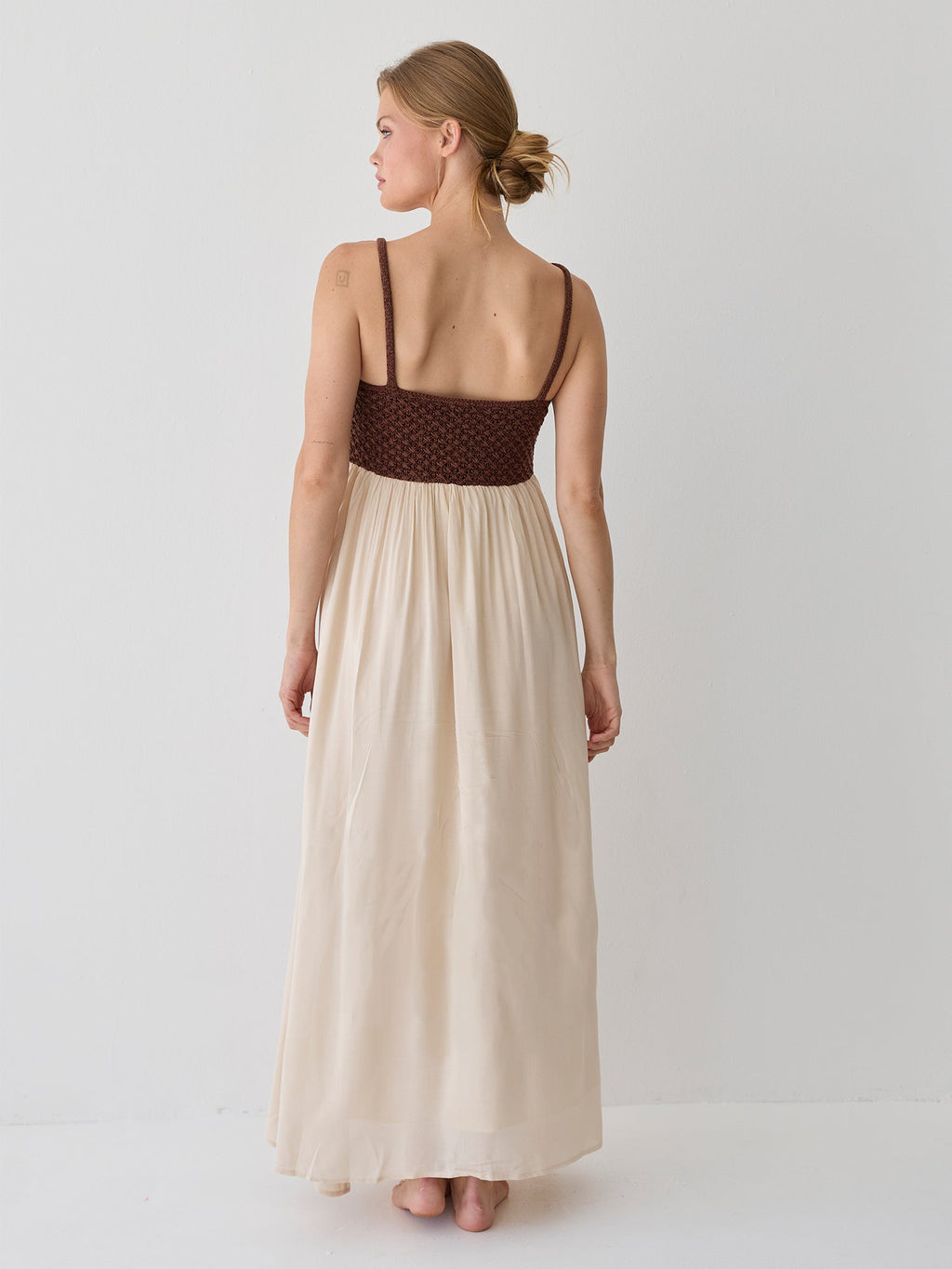 Jane Basket Weave Mixed Media Maxi Dress