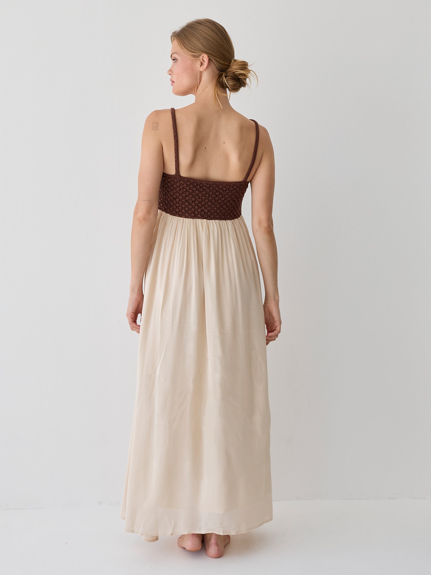 Jane Basket Weave Mixed Media Maxi Dress