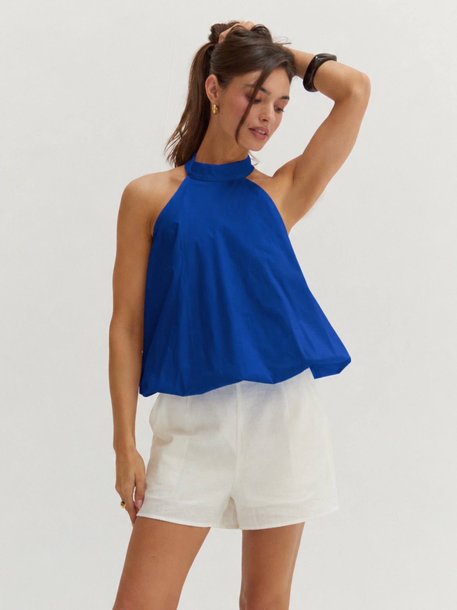 Rachel Bubble Hem Poplin Halter Top