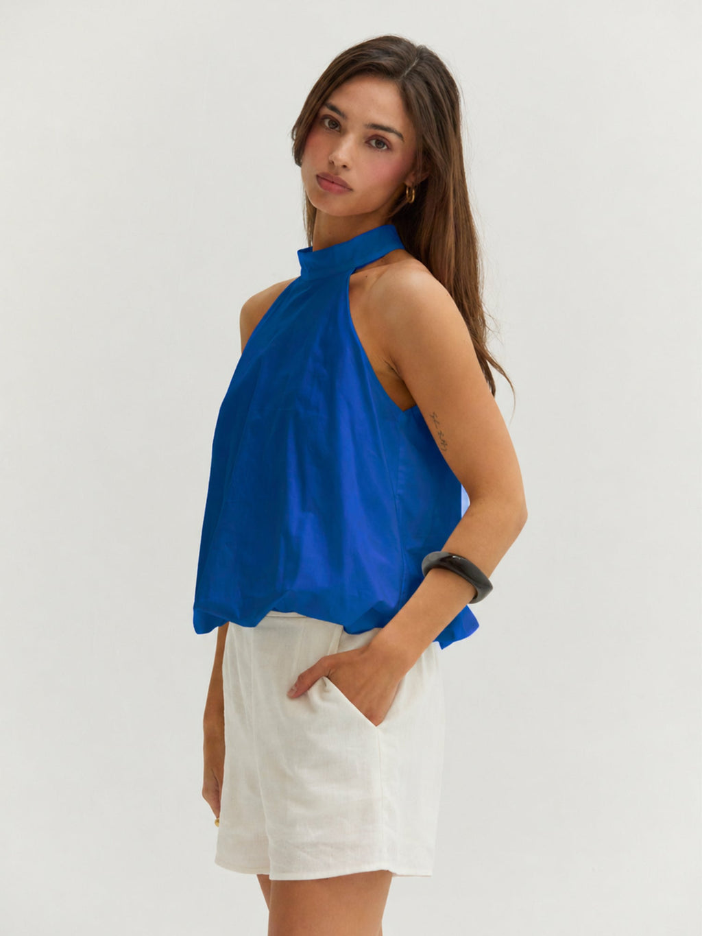 Rachel Bubble Hem Poplin Halter Top