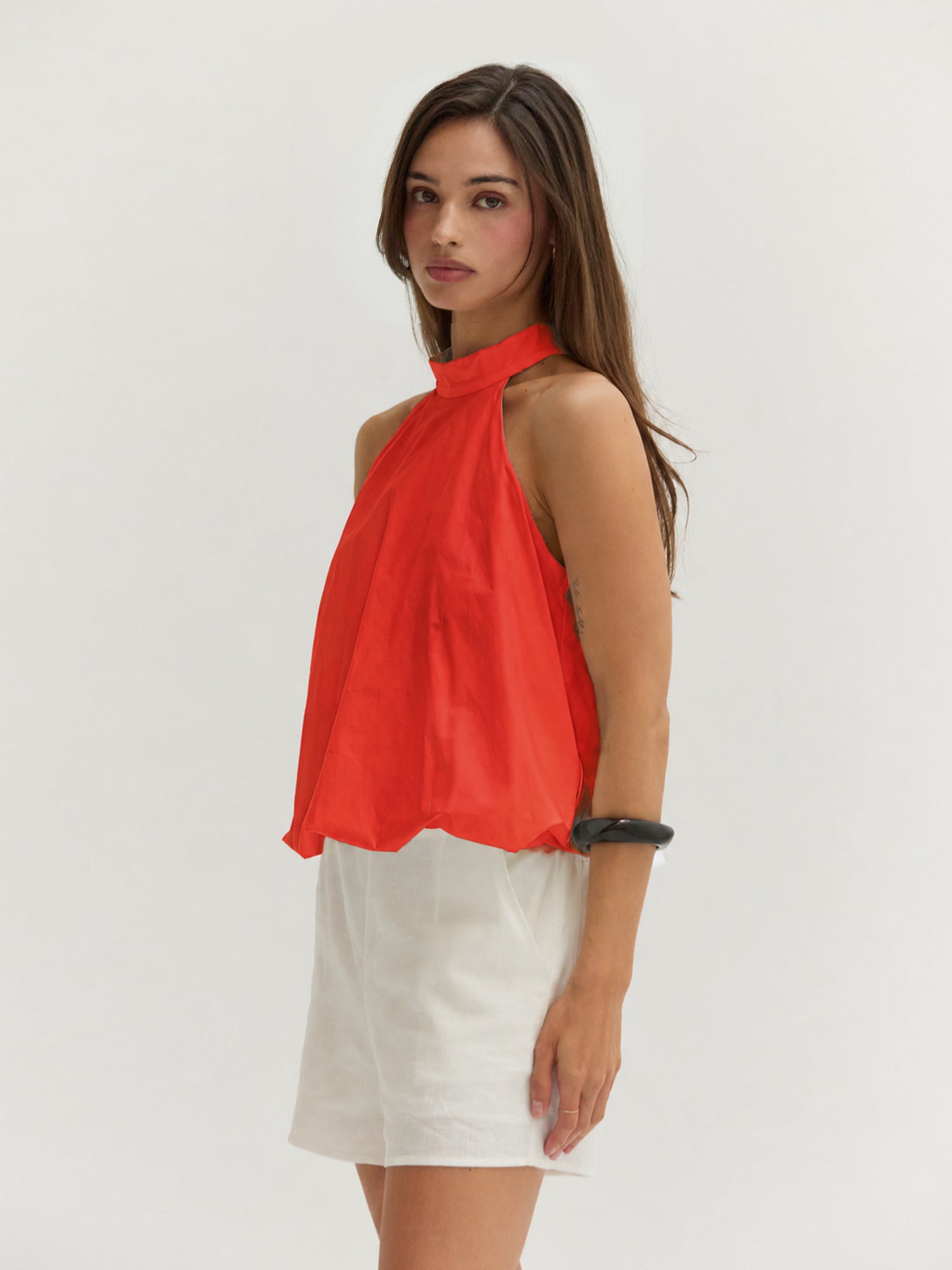 Rachel Bubble Hem Poplin Halter Top