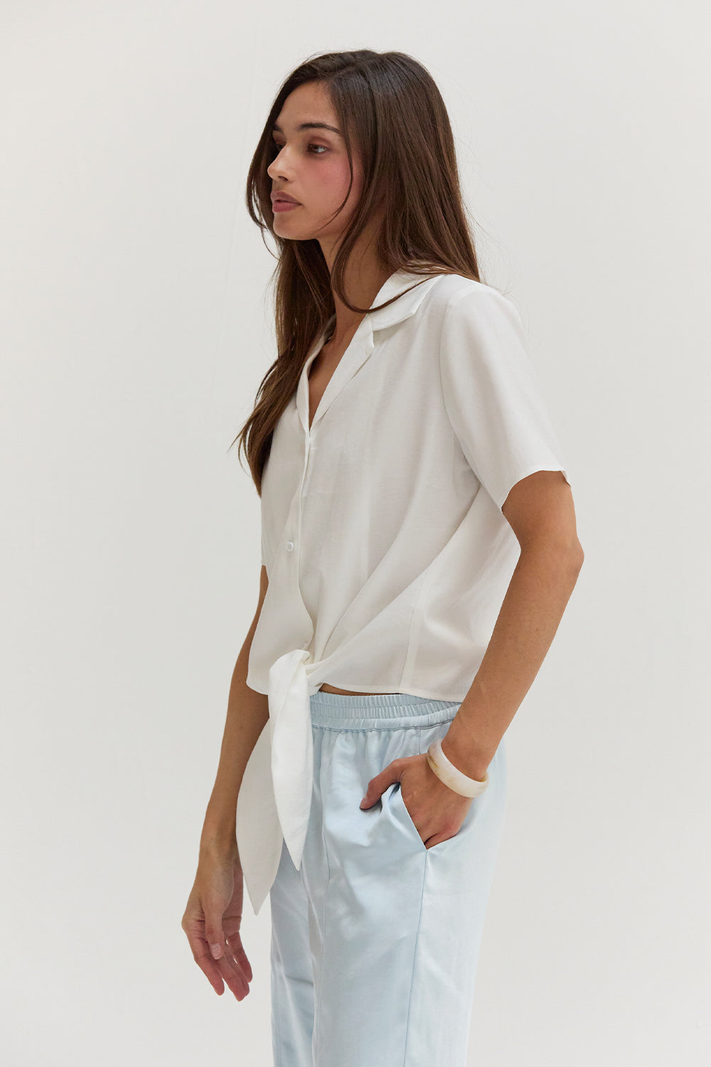 Anna Front Tie Short Sleeve Blouse