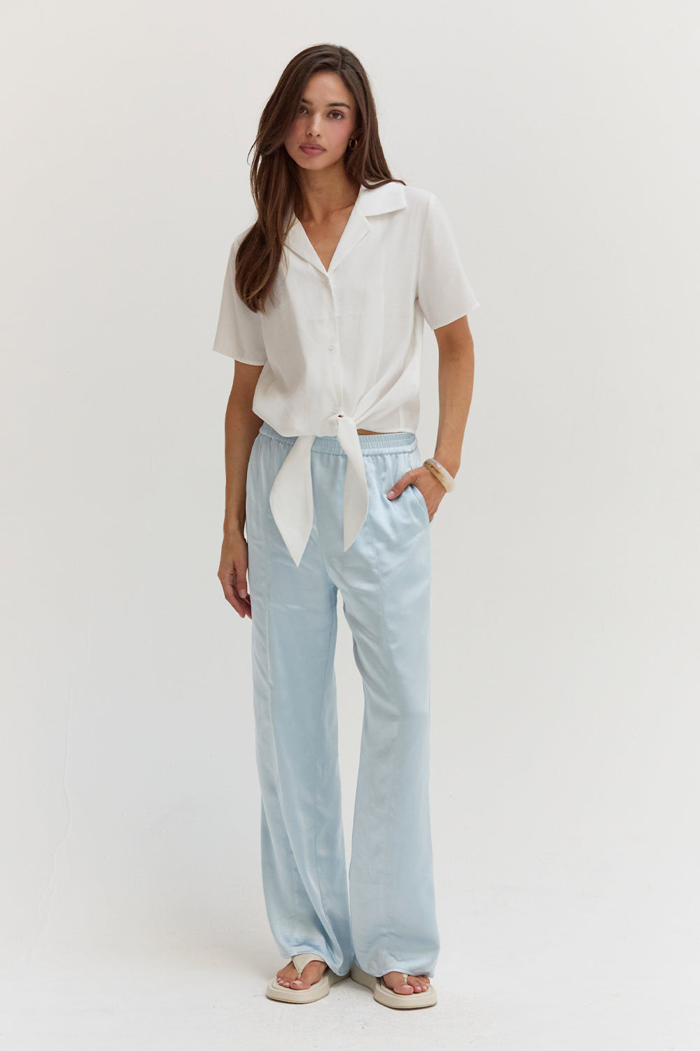Anna Front Tie Short Sleeve Blouse