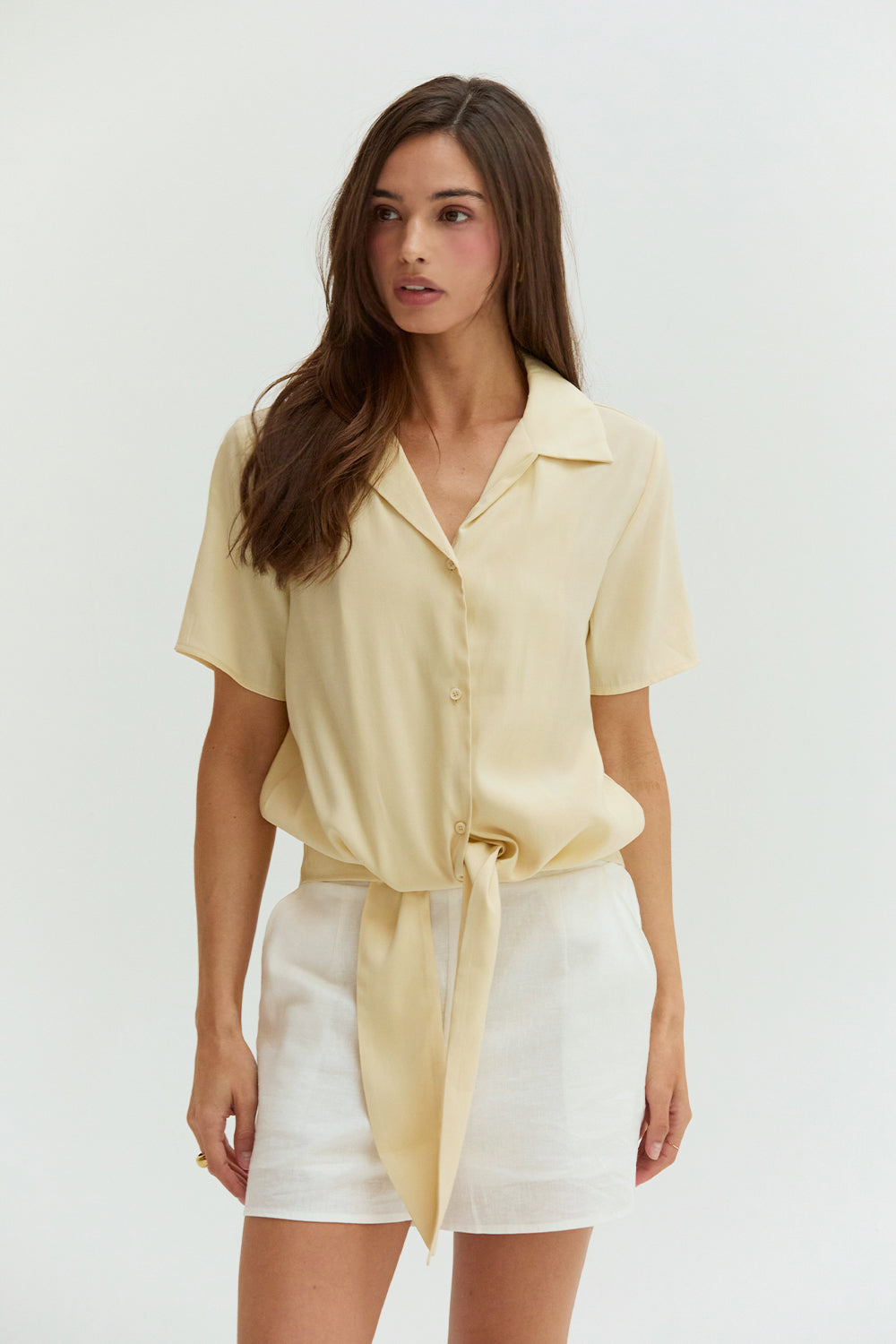 Anna Front Tie Short Sleeve Blouse