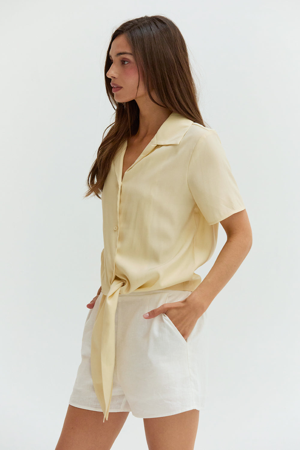 Anna Front Tie Short Sleeve Blouse