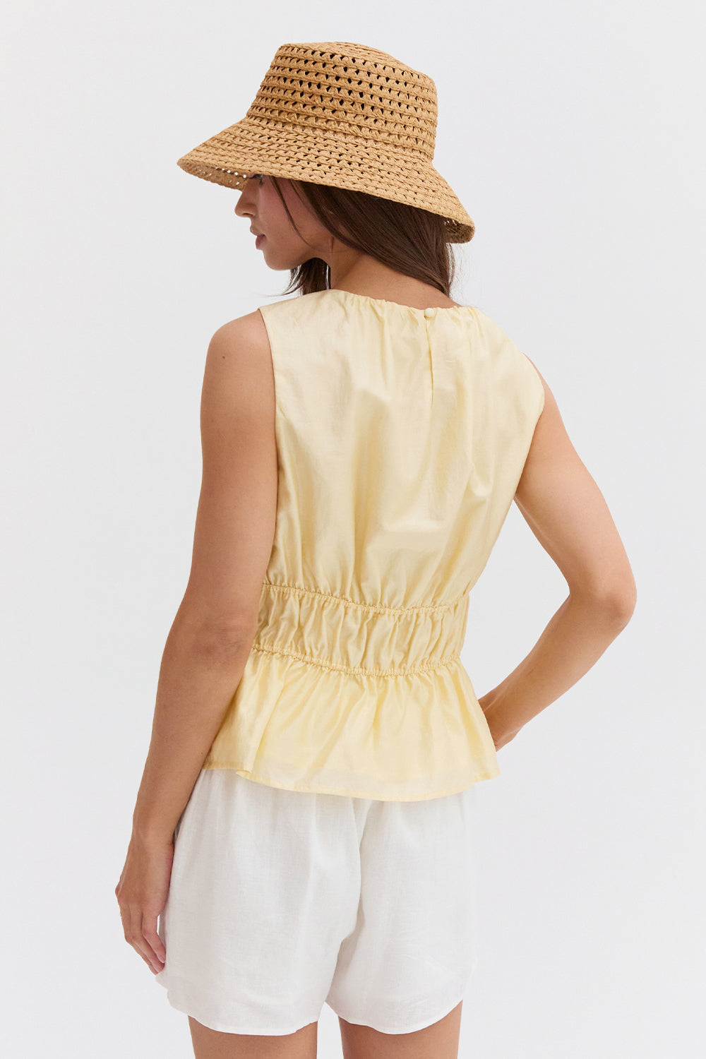 Avril Tencel Blend Ruched Sleeveless Blouse