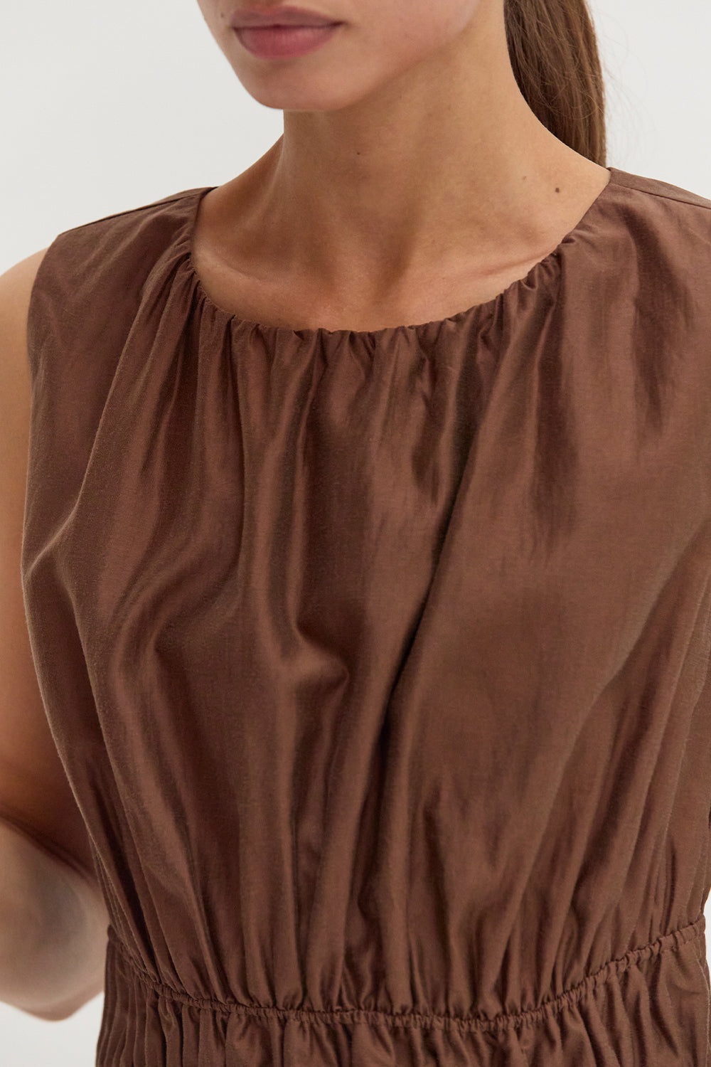 Avril Tencel Blend Ruched Sleeveless Blouse