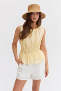 Avril Tencel Blend Ruched Sleeveless Blouse