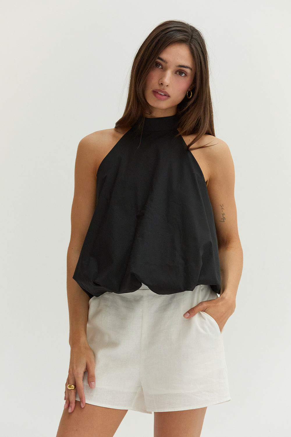 Rachel Bubble Hem Poplin Halter Top
