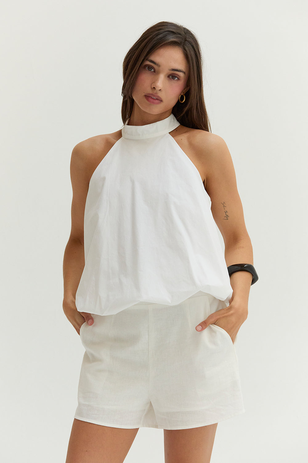 Rachel Bubble Hem Poplin Halter Top