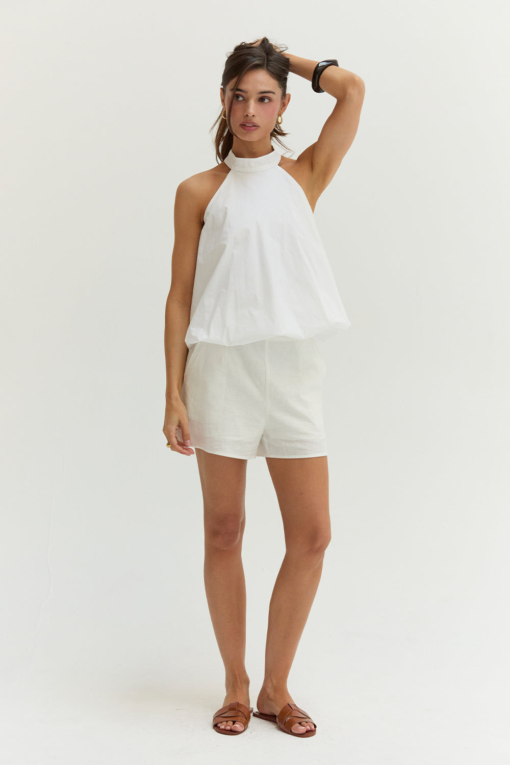 Rachel Bubble Hem Poplin Halter Top
