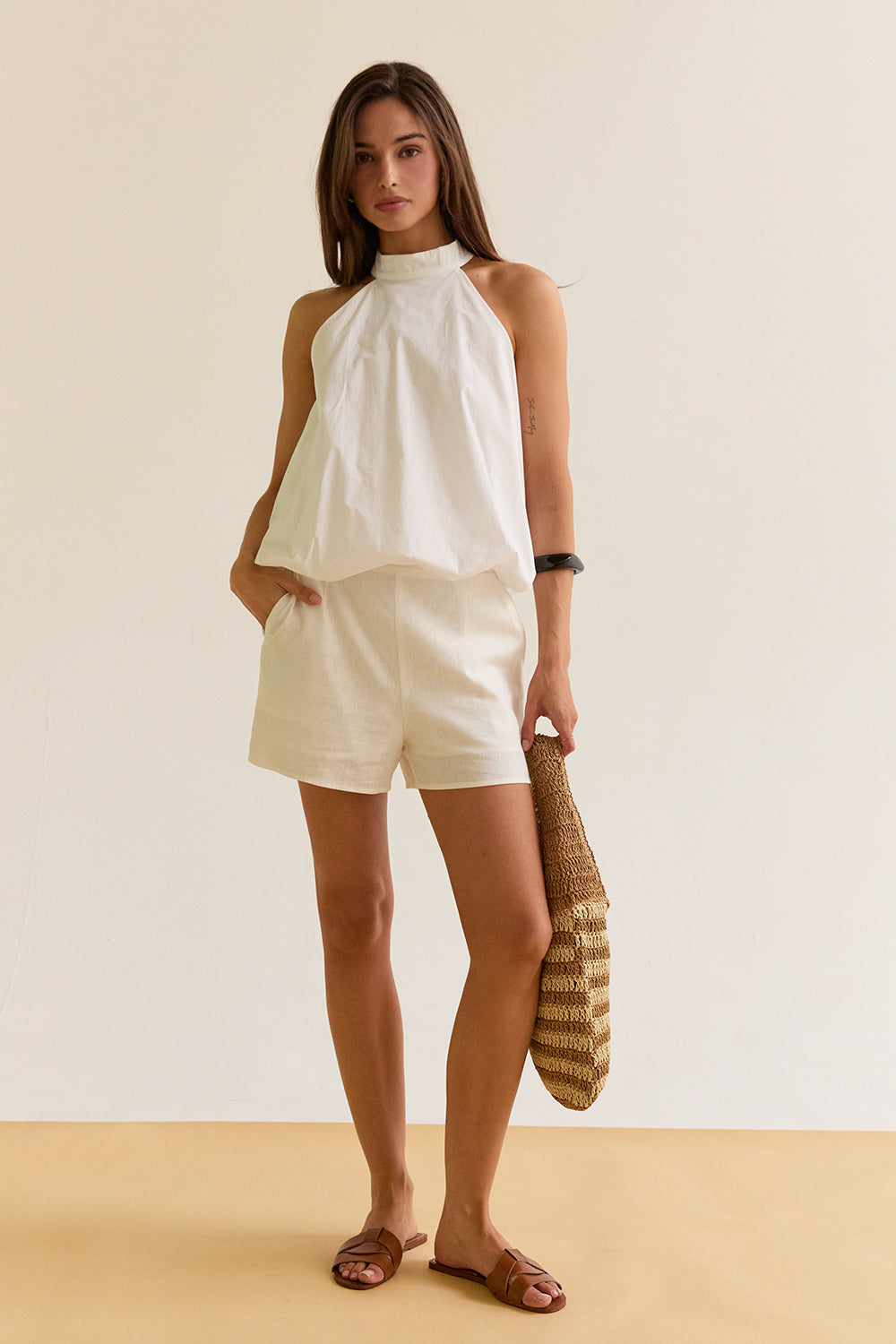 Rachel Bubble Hem Poplin Halter Top